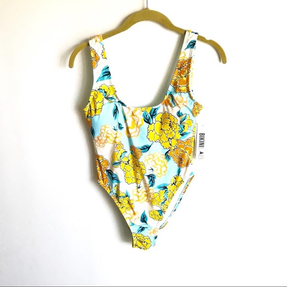 NWTS The Bikini Lab Swimsuit Size S Blue Yellow Floral